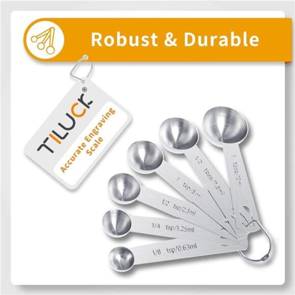 10 Pieces Stainless Steel Measuring Cups & Spoons Set, Kitchen Cooking Baking - Picture 4 of 6